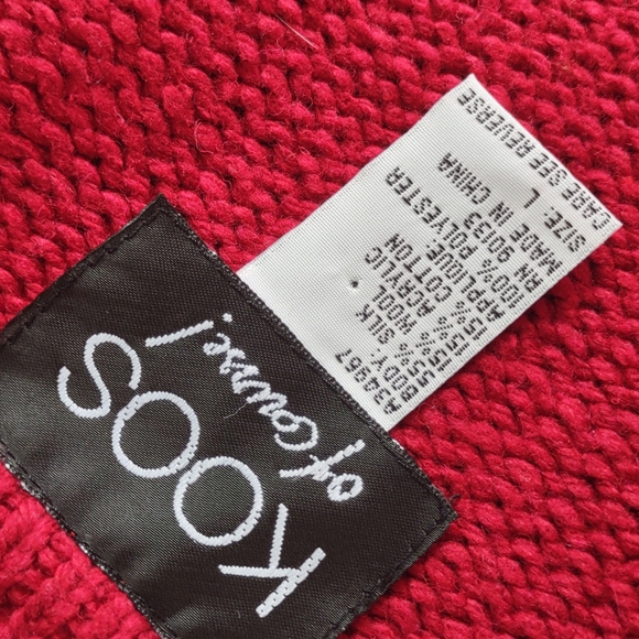 Koos Of Course Long Cardigan Duster Red Silk Blend w/Floral Accents - Picture 17 of 17